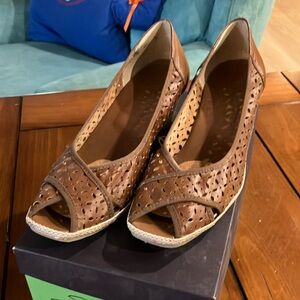 Sesto Meucci Brown Leather Wedge Shoes